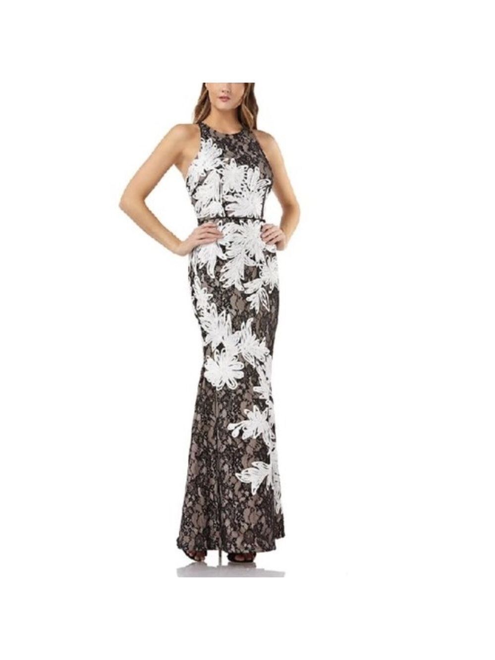 JS Collections Soutache Embroidered Lace Gown